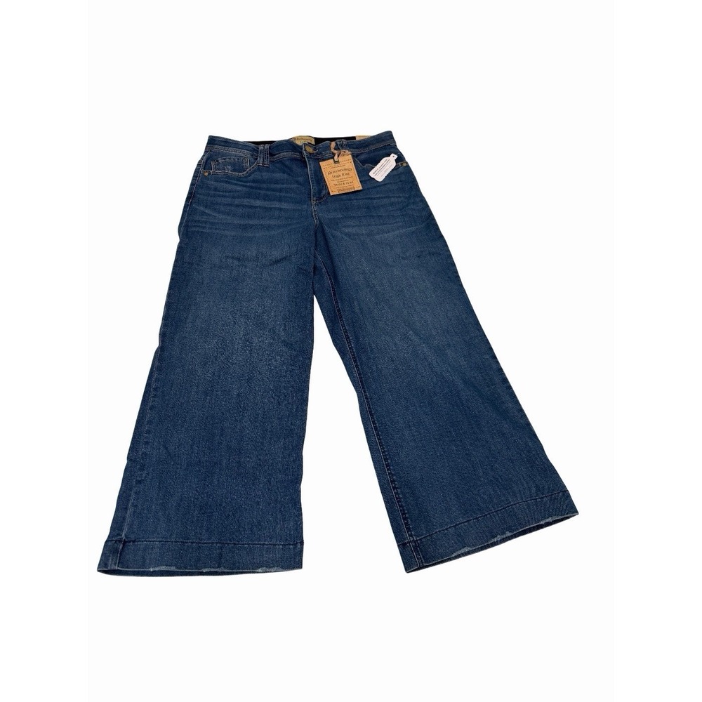 Democracy Ab Technology High Rise Women's Booty Lift Jeans Wide Leg Blue 14 NWT